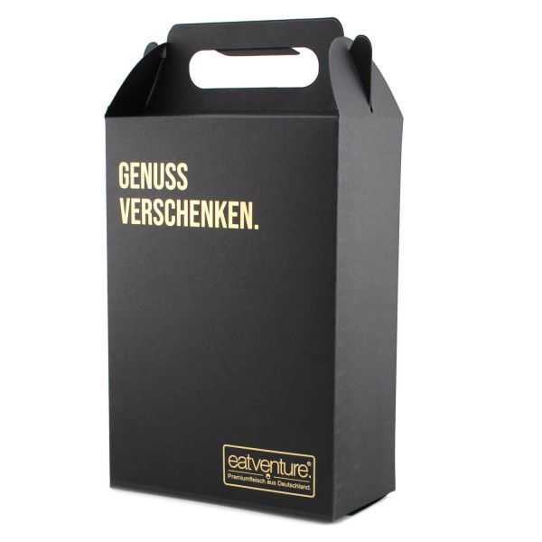 Geschenkbox schwarz, matt mit Goldprägung