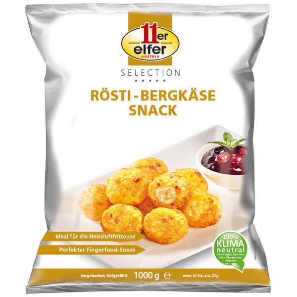 11er GmbH, Rösti-Bergkäse Snack, 22g/Stück, 1000g Beutel